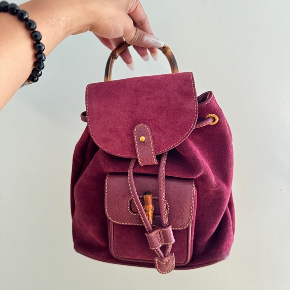 Gucci Bamboo Backpack Purple Suede - Picture 2 of 3
